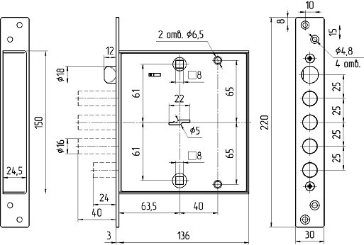 Замок врезной сувальдный с защёлкой МЕТТЭМ ЗВ9 144.0.0 5 кл. ключ 60 мм
