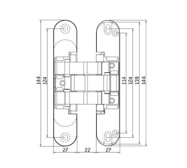 Скрытые петли MORELLI с 3-D регулировкой HH-16 SC Матовый хром