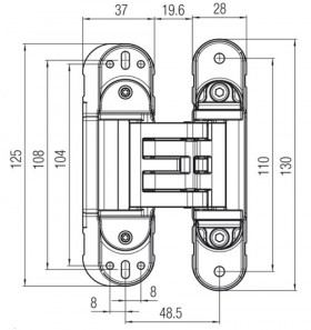 KUBICA HYBRID K6360 45 BI петля скрытая универсальная асимметричная цвет БЕЛЫЙ 60 kg
