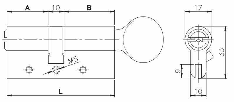 Цилиндровый механизм с вертушкой KALE KILIT 164 DBM-E/70 (30+10+30) mm никель 5 кл.