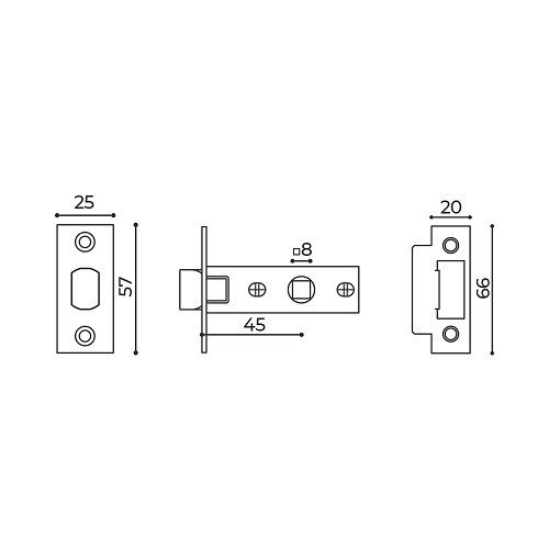 Защелка врезная AJAX LP45-8 SSC сатинированный хром