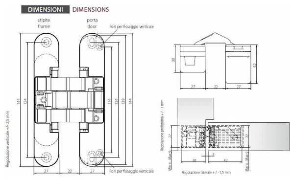 Скрытые петли MORELLI HH-16 AB античная бронза 