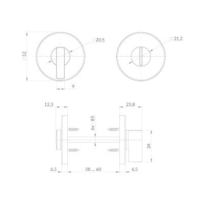 Ручка поворотная PUNTO BK6.R.EST.R52.JOY SN-3 матовый никель