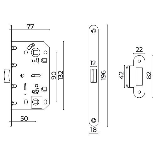 Защелка врезная AJAX METLM90-50 GP золото