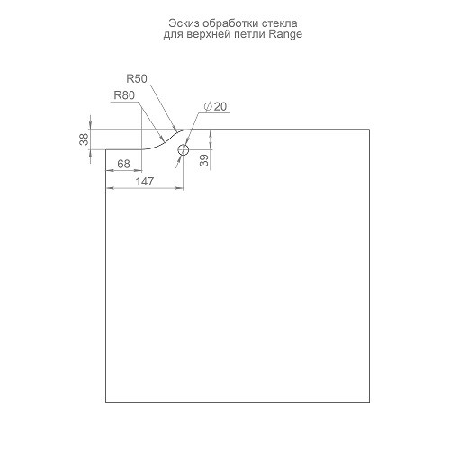 Петля верхняя ARMADILLO с осью для стеклянной двери Range.GL.H20 SS нержавеющая сталь