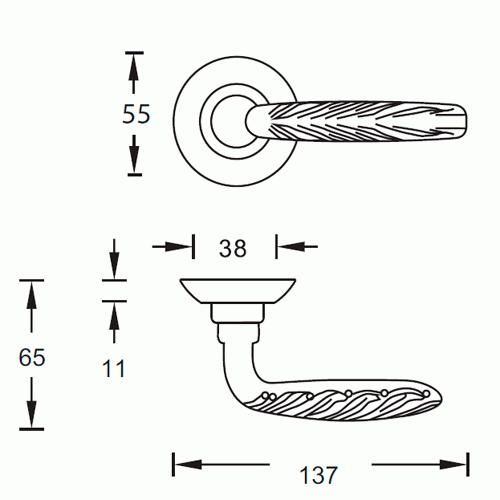 Ручка дверная ARCHIE Aurora 167 S010 167ACF античный кофе