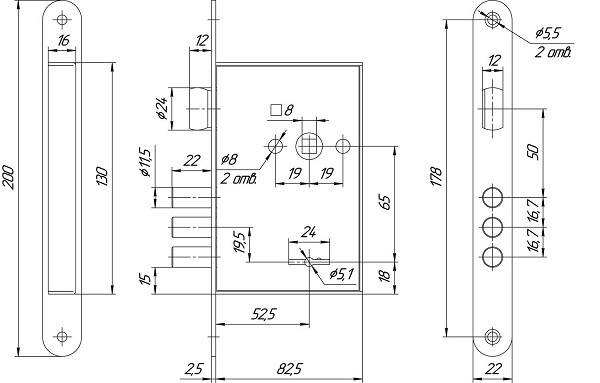 Замок врезной сувальдный с защёлкой МЕТТЭМ ЗВ9 902.0.0 5 кл.