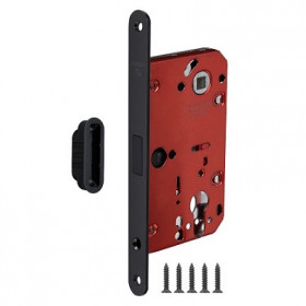 Замок межкомнатный под цилиндр FUARO MAGNM85C-50/BL INOX BL-24 черный блистер