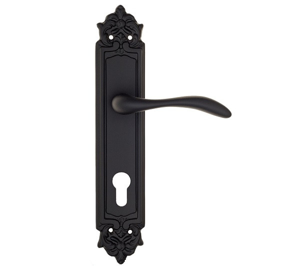 Дверная ручка на планке Fratelli Cattini LUCCIA CYL PL96-NM матовый черный