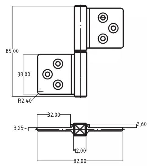 Петля карточная MORELLY CH-R 85X82 B с круглой осью разобранная черный