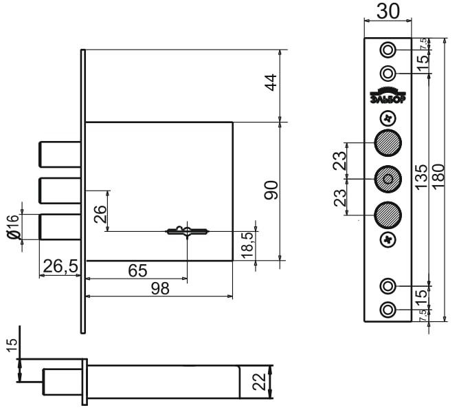 Замок врезной сувальдный ЭЛЬБОР Лазурит 1.02.07 5 кл