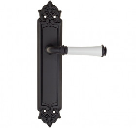 Дверная ручка на планке Fratelli Cattini GRACIA CERAMICA BIANCO PL96-NM матовый черный