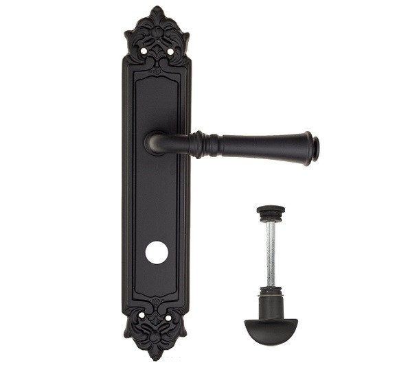 Дверная ручка на планке Fratelli Cattini GRACIA WC-2 PL96-NM матовый черный