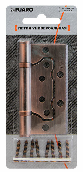 Петля накладная без врезки FUARO 500-2BB/BL 100x2,5 AC медь