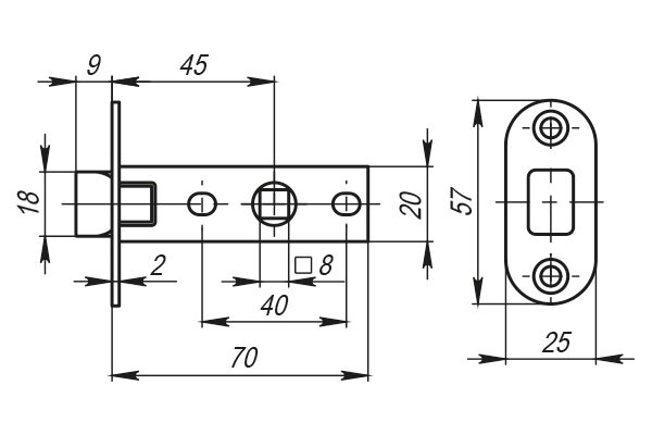 Защелка межкомнатная MORELLI OL6-45 AB Античная бронза