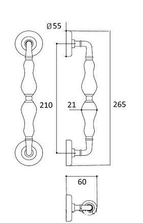 Ручка скоба Venezia VIGNOLE 265мм (210мм) D3 полированная латунь