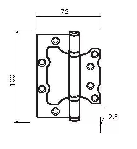 Петля накладная без врезки ADDEN BAU 100X75X2.5 BUT BLACK черный