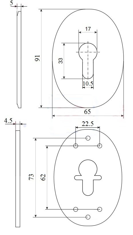 Накладка декоративная на цилиндр FUARO ESC 473 (90х65) СP ХРОМ