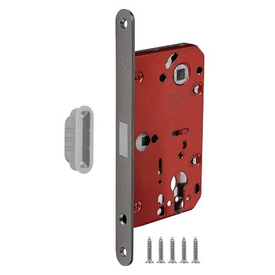 Замок межкомнатный под цилиндр FUARO MAGNM85C-50/BL INOX GR-23 графит блистер