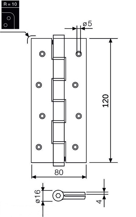 Петля пружинная JUSTOR 5314.01 120 мм матовый хром (30 кг)
