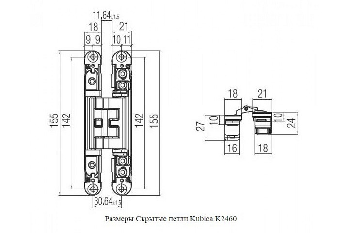 KUBICA HYBRID K2460 OL петля скрытая универсальная асимметричная цвет ЗОЛОТО 60 kg