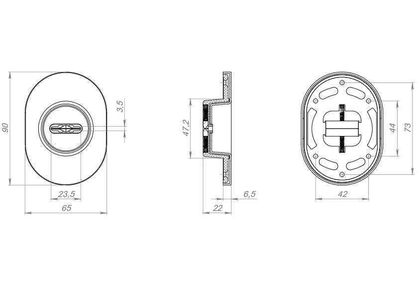 Накладка декоративная на сувальдный замок FUARO ESC.S-auto.RLR/U/R.477 CP-8 хром 1 шт