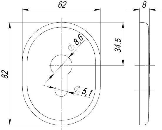 Накладка декоративная на цилиндр ARMADILLO ET-DEC (ATC Protector 1) SC-14 Матовый хром