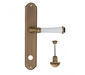 Дверная ручка на планке Fratelli Cattini GRACIA CERAMICA BIANCO WC-2 PL02-BY матовая бронза