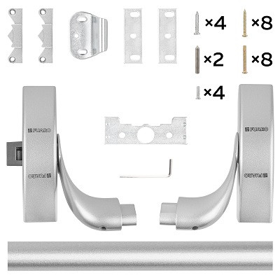 Ручка-штанга нажимная FUARO AP.1900C push-bar с тягами для двухстворчатых профильных дверей SL серебро