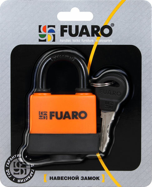 Замок навесной FUARO PL-3640 LS 40 мм 3 англ. кл. удлиненная дужка БЛИСТЕР