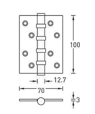Петля универсальная Archie A010-C 100X70X3-4BB-1IMP императорское золото