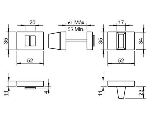 Завертка сантехническая TUPAi 3045 RE-153 дв.полотно 60мм черный