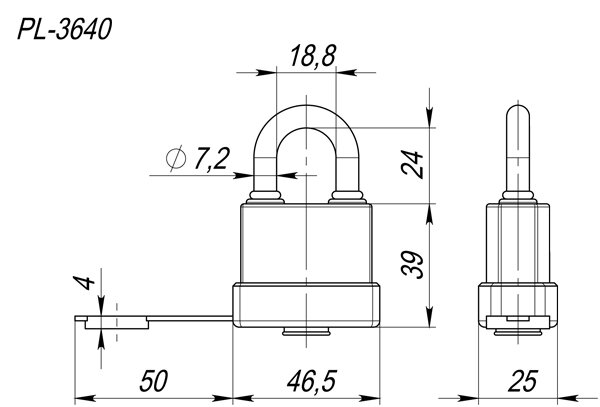 Замок навесной FUARO PL-3640 40 мм 3 англ. кл. БЛИСТЕР