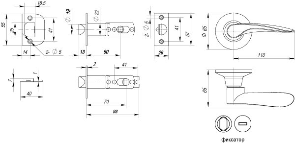 Ручка защелка PUNTO 6020 CP-B фиксатор Хром
