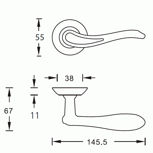 Ручка дверная ARCHIE Lindero 102 S010 102II матовое золото