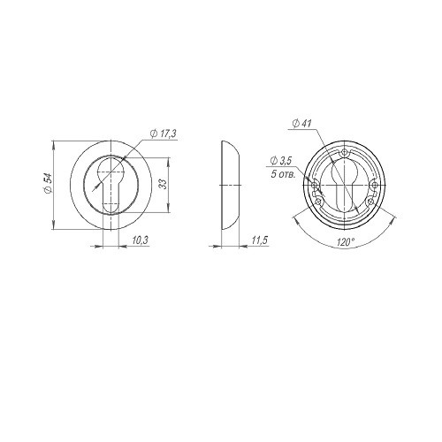 Накладка под цилиндр AJAX ET.R.JR54.IND BL-24 черный