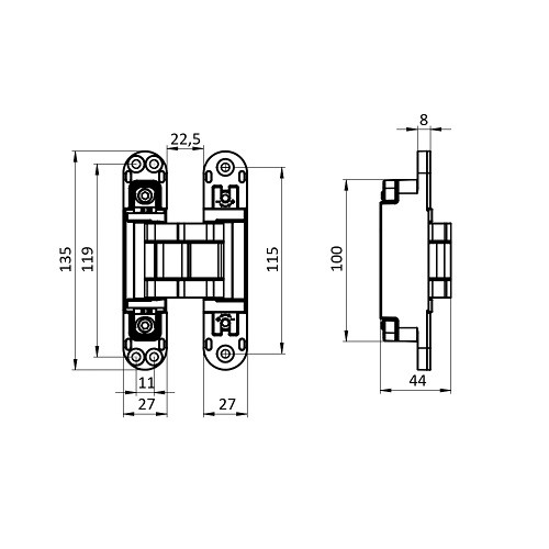 Петля скрытой установки ARMADILLO U3D7803.VPG FSG флорентийское золото TECH