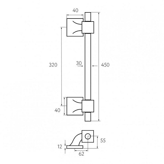 Ручка скоба Fratelli Cattini ATLANTA 450 мм (320 мм) OLV полированная латунь