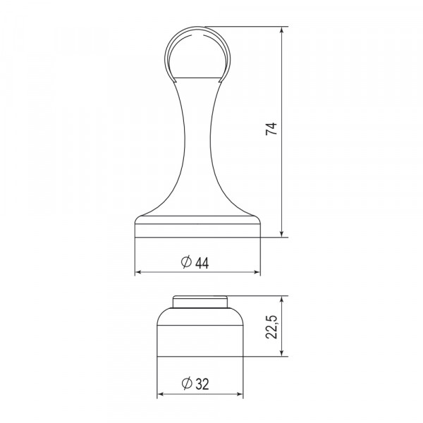 Ограничитель напольный магнитный PUNTO DSM-45 CP-8 хром