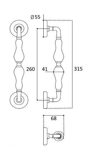 Ручка скоба Venezia FLORENCE 315мм (260мм) D3 французское золото + коричневый