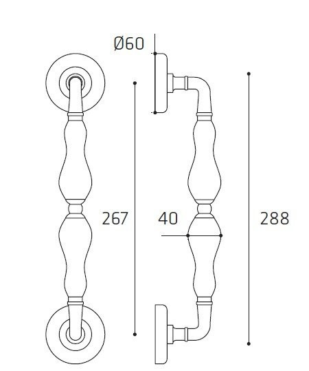 Ручка скоба Venezia FLORENCE 320мм (260мм) D4 античное серебро