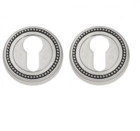 Накладка дверная под цилиндр Venezia CYL-1 D3 натуральное серебро + черный