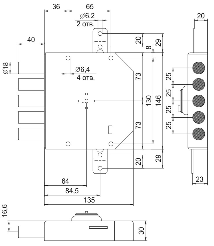 Замок накладной гаражный ЭЛЬБОР Гранит 1.06.56.МА медный антик