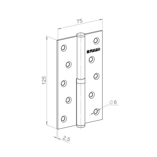Петля съемная FUARO 413/BL-5 125x75x2,5 GR графит правая БЛИСТЕР
