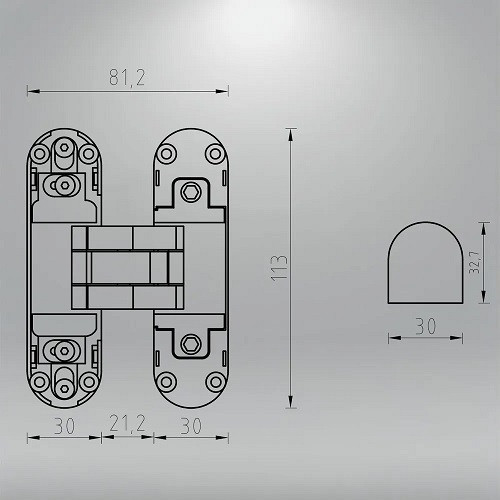 Петля скрытой установки PALIDORE hdh 113/30 white белый 60 кг