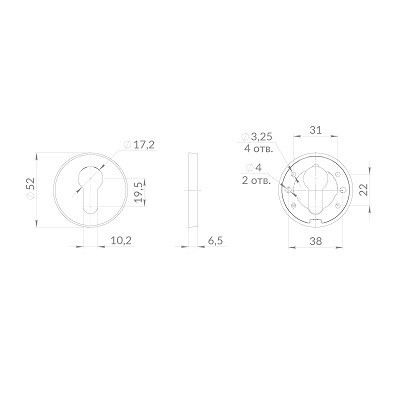 Накладка под цилиндр PUNTO ET.R.EST.R52 SSC-16 сатинированный хром