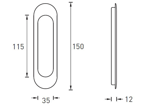 Ручки для раздвижной двери ARCHIE Sillur A-K05-VO P.CHROME/S.CHROME хром