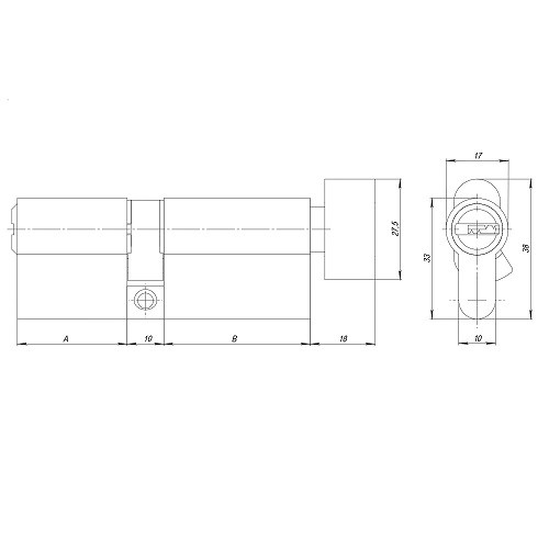 Цилиндровый механизм с вертушкой AJAX AZ2002Knob100 (40+10+50) CP хром