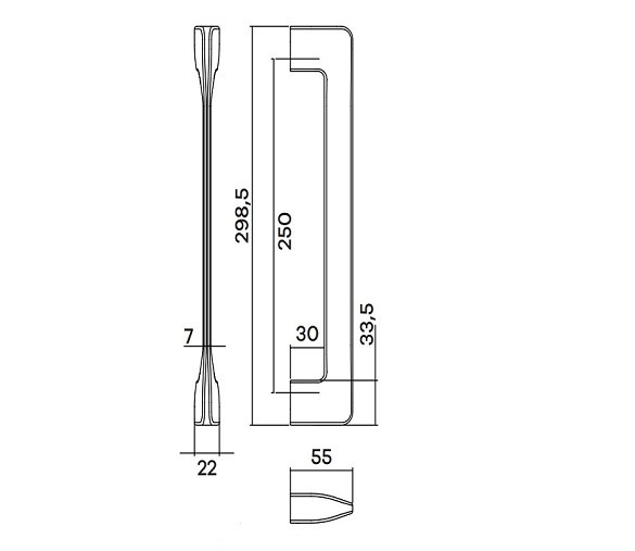 Ручка скоба Fratelli Cattini SIMPLY 300мм (250мм) NM матовый черный