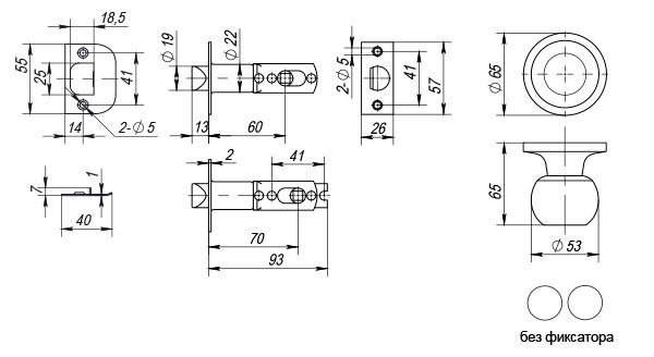 Ручка защелка PUNTO 6072 AC-P без фиксатора Медь